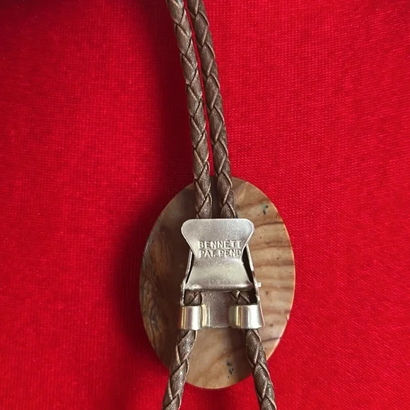 Polished Jasper Signed Bennet Bolo Tie - Picture 3 of 5